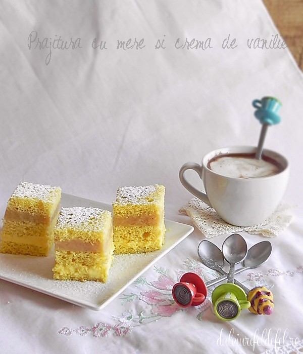 prajitura cu crema de vanilie si mere