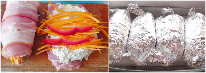 Rulouri de porc in bacon